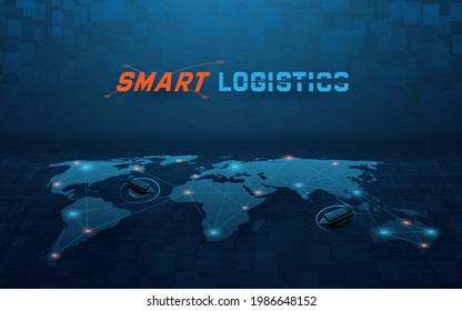 Smart global logistics network. Business logistics and transportation. Cargo ship. Vector illustration