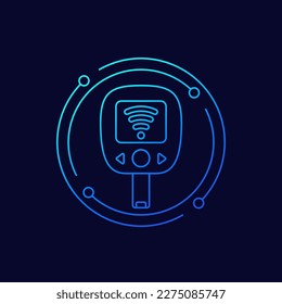 smart glucometer icon, glucose meter, linear design