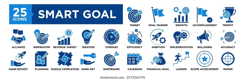 Smart Goal icon collection set. Containing design target, smart, business, management, concept, success	