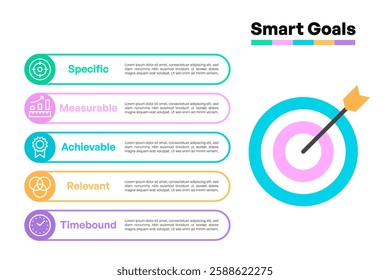 SMART Goals Circular Target Infographic with Arrow and Colorful Layers Vector Illustration Vector Illustration