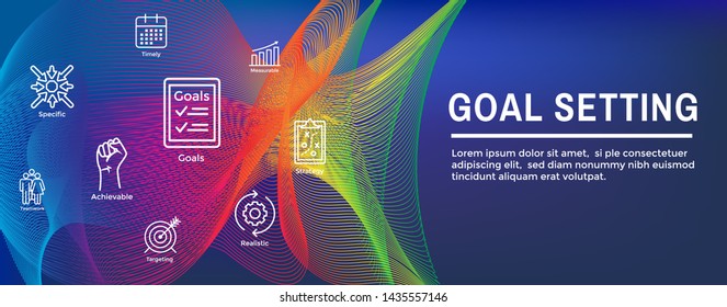 Smart Goals or Goal Setting Icon Set & Web Header Banner