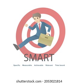 Smart goals setting,infographic business concept strategy,text specific measurable achievable realistic timely,Vector illustration.