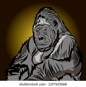 smart gorilla looks at you. vector image
