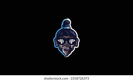 Smart gorilla monkey head logo template