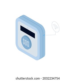 Smart gps tracker device on white background isometric vector illustration