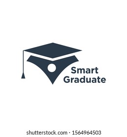 smart graduate for education logo design vector