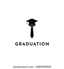 Logotipo de graduación inteligente con sombrero toga y corbata