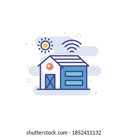 Smart Green House illustration style vector icon.
