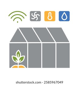 Smart greenhouse flat icon. Smart agriculture. Vector isolated element. 