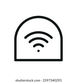 Smart greenhouse line icon, greenhouse with wireless control vector symbol with editable stroke