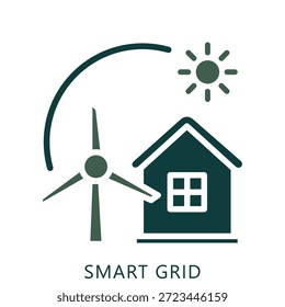 Smart Grid Dual Tone Icon Mini Illustration, Use For Modern Concept, Print, Ui, Ux Kit, Web And App Development. Vector Related To Green Technology And More
