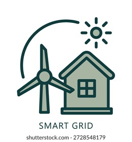 Smart Grid Dual Tone Icon Mini Ilustração, Use Para Conceito Moderno, Imprimir, Ui, Kit Ux, Web E Desenvolvimento De Aplicativos. Vetor Relacionado À Tecnologia Verde E Mais