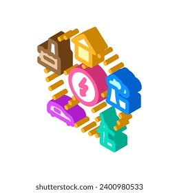 intelligentes Gitter Energie isometrischen Vektorgrafik. Energieschild für intelligente Netze. einzelne Symbolillustration