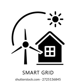 Smart Grid Glyph Icon Mini Illustration, Use For Modern Concept, Print, Ui, Ux Kit, Web And App Development. Vector Related To Green Technology And More