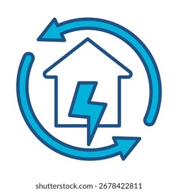 Smart Grid Icon in blauem monochromen Flachdesign, Vektorgrafik