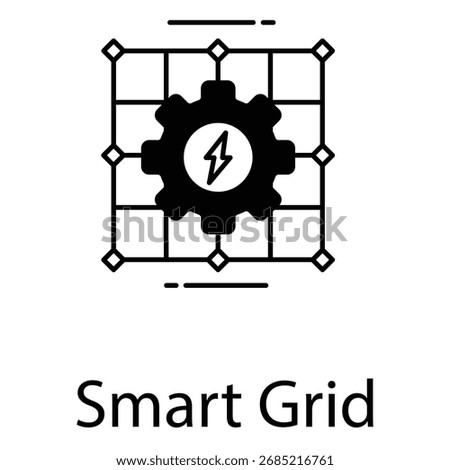 Smart Grid Icon for Renewable Energy Electricity Network and Digital Technology