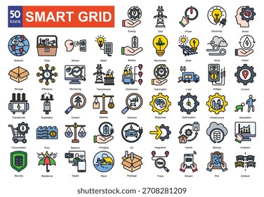  Smart grid   icon sets collection