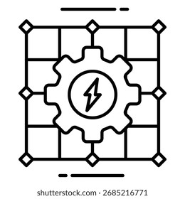 Icono de red inteligente que muestra la distribución de electricidad renovable y el sistema de energía digital