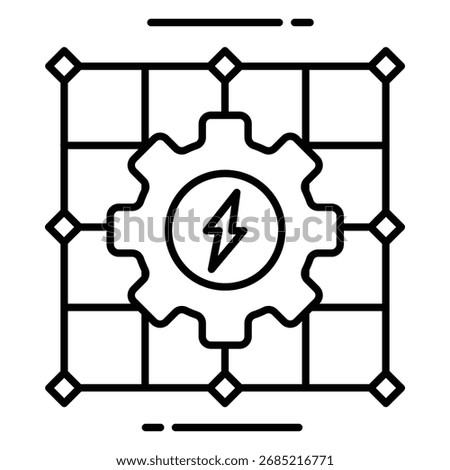Smart Grid Icon Showing Renewable Electricity Distribution and Digital Power System
