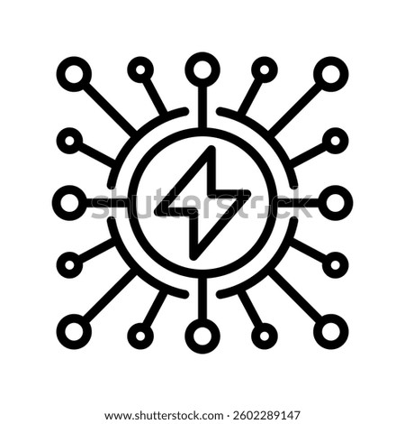 Smart Grid Line Icon, Outline Symbol for Advanced Energy Distribution, Intelligent Power Systems, Renewable Energy Integration, and Digital Grid Technology. Vector Sign Icon.
