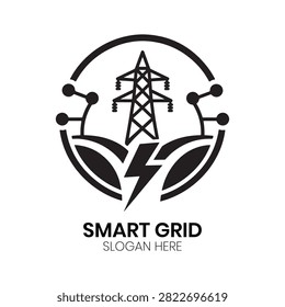 Smart Grid Logo features a complex electrical infrastructure graphic highlighting regional power distribution and smart utility systems. This technical and robust design works wonderfully for power grid operators, electrical transmission companies, energy infrastructure developers, smart city planners, or electrical engineering firms seeking a reliable identity that emphasizes grid connectivity, high-voltage distribution, and electrical systems.