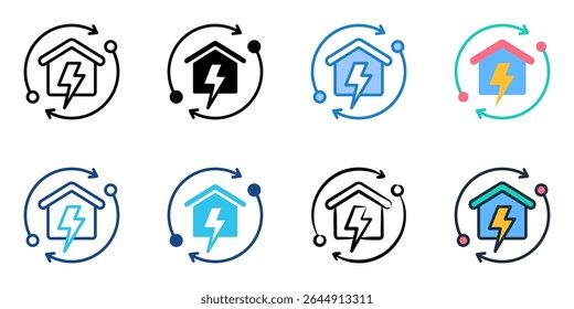 Smart Grid Technology icon set multiple style collection 

