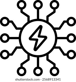 Smart Grid Vector Lineal Icon On White Background.