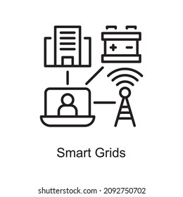 Smart Grids vector Outline Icon Design illustration. Digitalization and Industry Symbol on White background EPS 10 File
