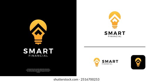 Smart grow financial logo . Abstract light bulb logo icon. Modern logo concept elements template.