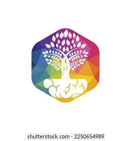 Smart grow logo design. Plant growing from the brain icon logo design.