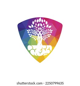 Smart grow logo design. Plant growing from the brain icon logo design.
