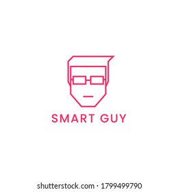 Smart Guy Simple And Minimalist Logo With Glasses In White Background