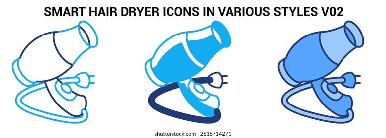 Smart Hair Dryer icon represented by Automatic Hair Dryer Blue, Dualline, Dualtone style.