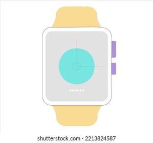 Smart hand watch with gray display and leather strap