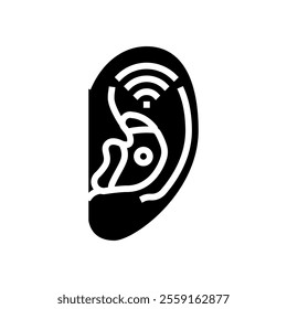 smart hearing aid wearable glyph icon vector. smart hearing aid wearable sign. isolated symbol illustration