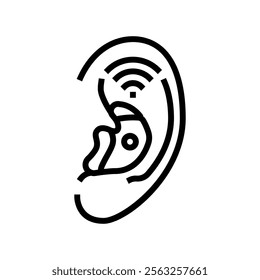 smart hearing aid wearable line icon vector. smart hearing aid wearable sign. isolated contour symbol black illustration