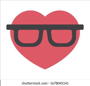 smart heart concept for print or for logo. heart with glasses