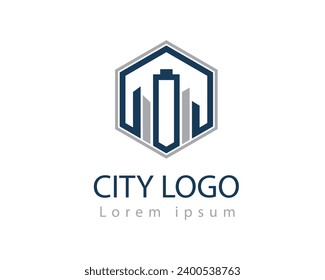 smart hexagon building abstract logo icon symbol design template illustration inspiration