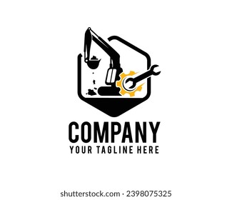 smart hexagon excavator machine service Logo design vector template illustration inspiration
