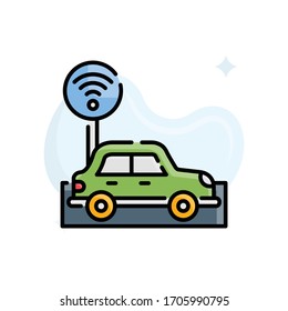 Smart Highway vector illustration. Filled outline style icon. Technology & Smart Working symbol. 