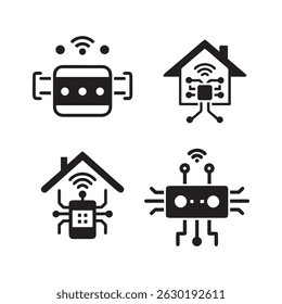 Smart Home and AI Technology Icons Set, Vector Internet of Things and Automation Symbols