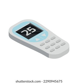 Smart home air conditioner remote controller isometric icon vector illustration