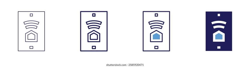 Smart home app icon in 4 different styles. Thin Line, Line, Bold Line, Duotone. Duotone style. Editable stroke.