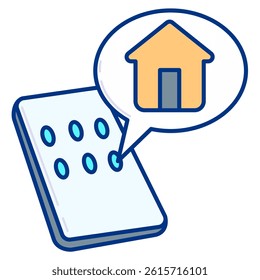 Smart Home App icon represented by apps in smartphone Lineal Color style.