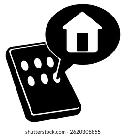 Smart Home App icon represented by apps in smartphone Black Filled style.