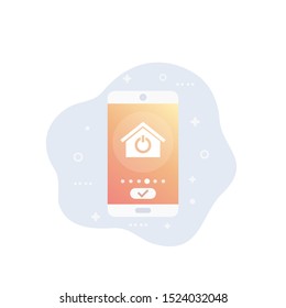 Smart home app icon with smartphone