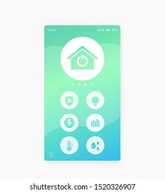 Smart home app interface, mobile ui, vector