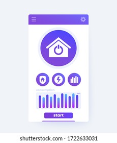 Smart home app interface, mobile ui design, vector