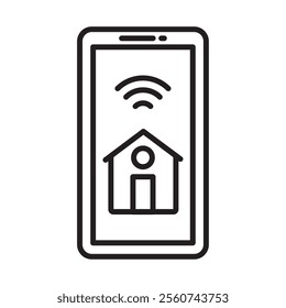 smart home app isolated line icon