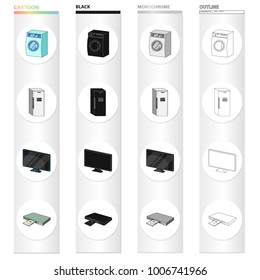 Smart home appliances cartoon icons in set collection for design. Modern household appliances vector symbol stock web illustration.